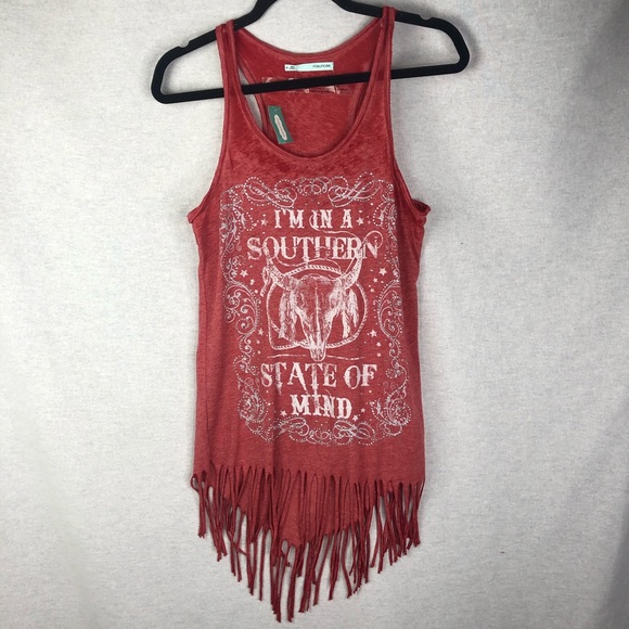 Maurices Tops - NWT Maurices Western Style, Fringe Red Tank Top